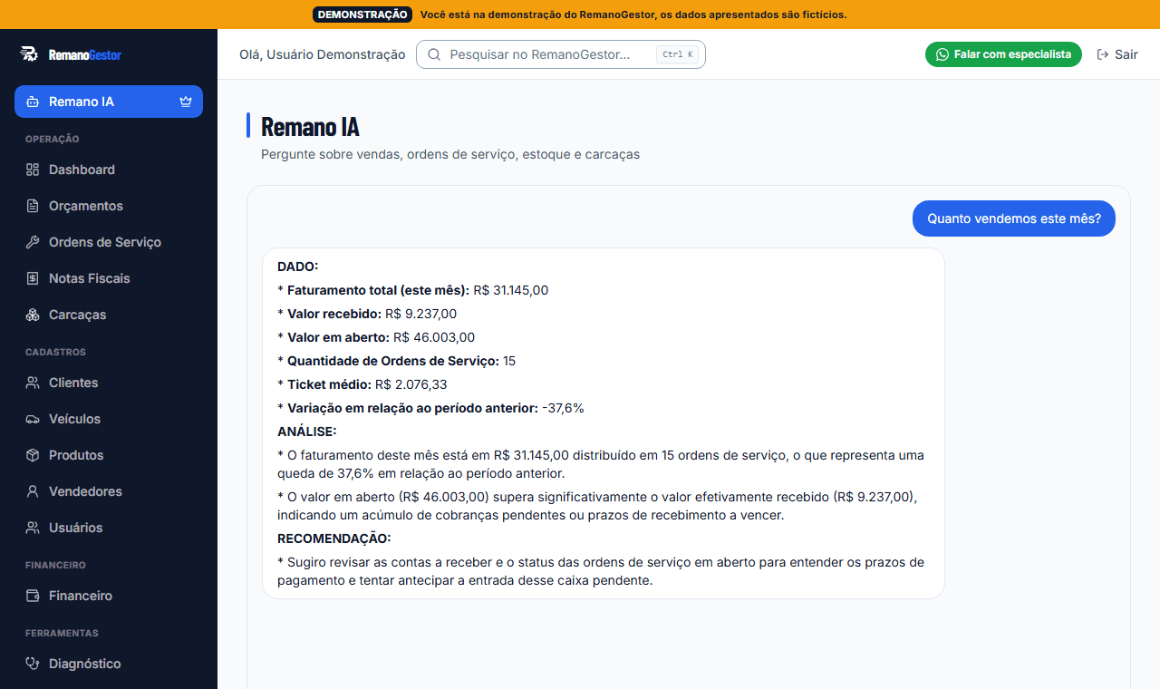 Tela de ia do RemanoGestor